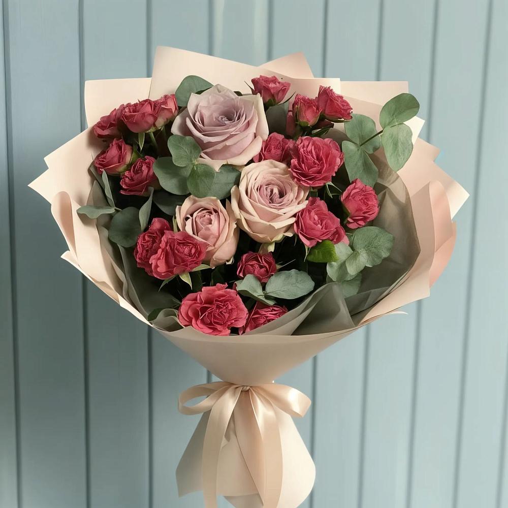 Букет цветов из: Гвоздики и Розы в Прогресс