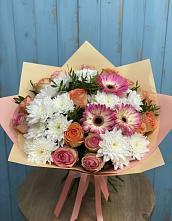 Букет цветов из:  Розы, Герберы и Хризантемы в Прогресс