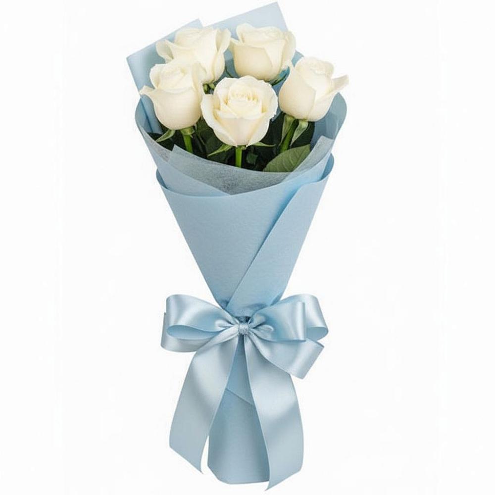 Букет 5 Белых роз Проуд в Прогресс