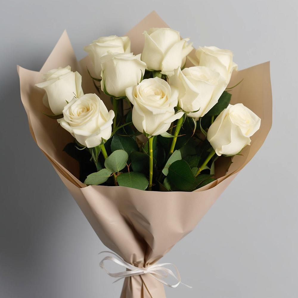 Букет 9 Белых роз Эдлесс Лав в Прогресс