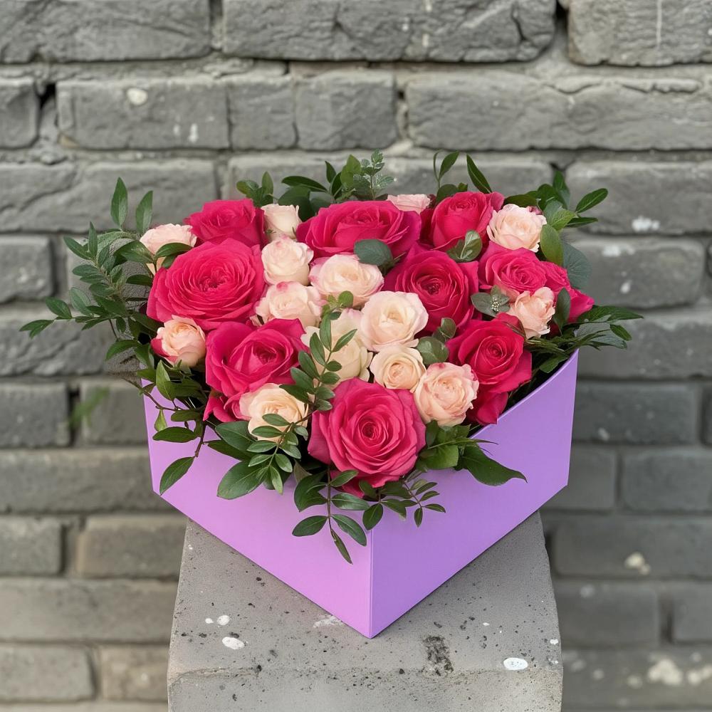 Цветочная композиция из Розы в коробке в Прогресс