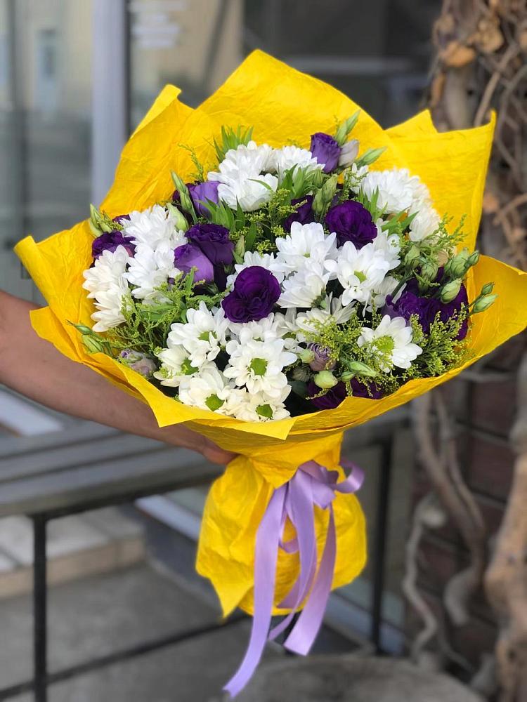 Букет цветов из: Ирисы, Хризантемы и Ромашки в Прогресс