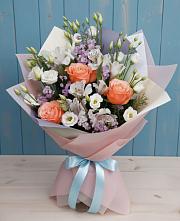 Букет цветов из:  Лизиантусы, Розы, Альстромерии и Гипсофила #REPLACE_PRED# Прогресс