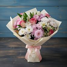 Букет цветов из:  Хризантемы, Альстромерии и Розы в Прогресс