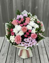Букет цветов из:  Альстромерии, Гвоздики, Розы и Хризантемы в Прогресс