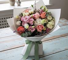 Букет цветов из:  Розы, Лизиантусы и Гвоздики в Прогресс