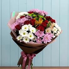 Букет цветов из:  Розы, Хризантемы и Альстромерии в Прогресс
