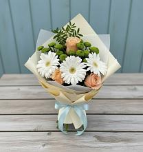 Букет цветов из:  Герберы, Розы и Хризантемы #REPLACE_PRED# Прогресс