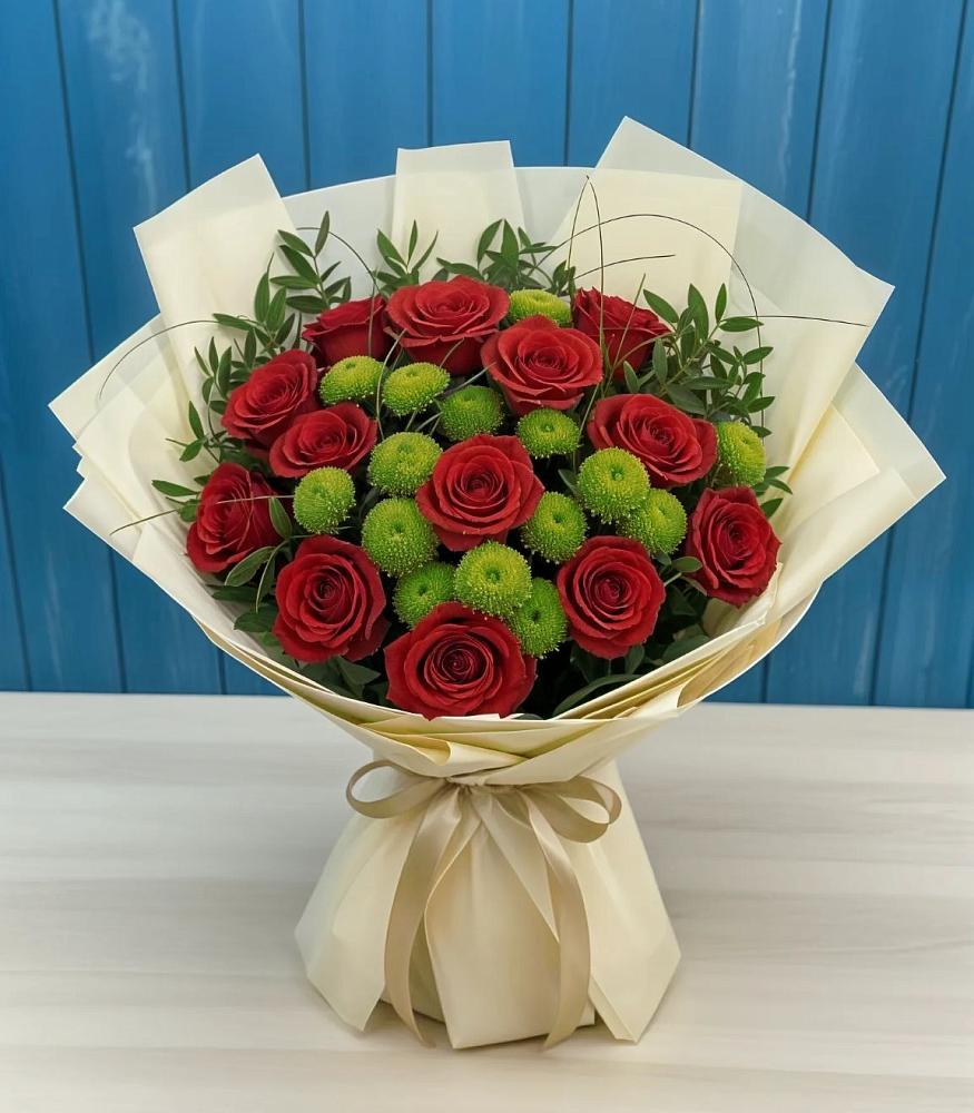 Букет цветов из: Розы и Хризантемы в Прогресс