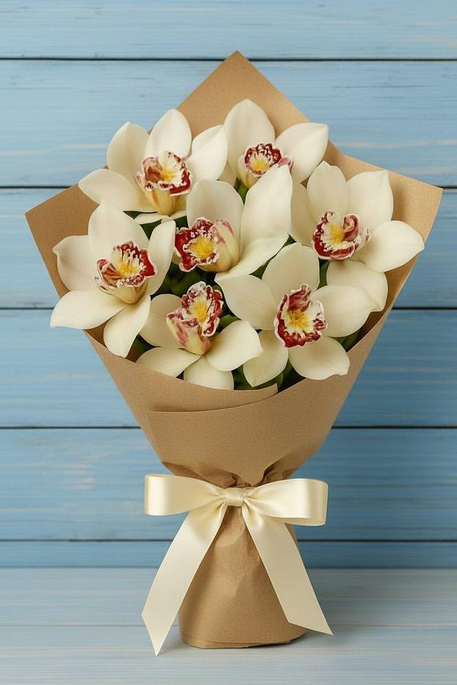 Букет цветов из: Орхидеи и Розы в Прогресс